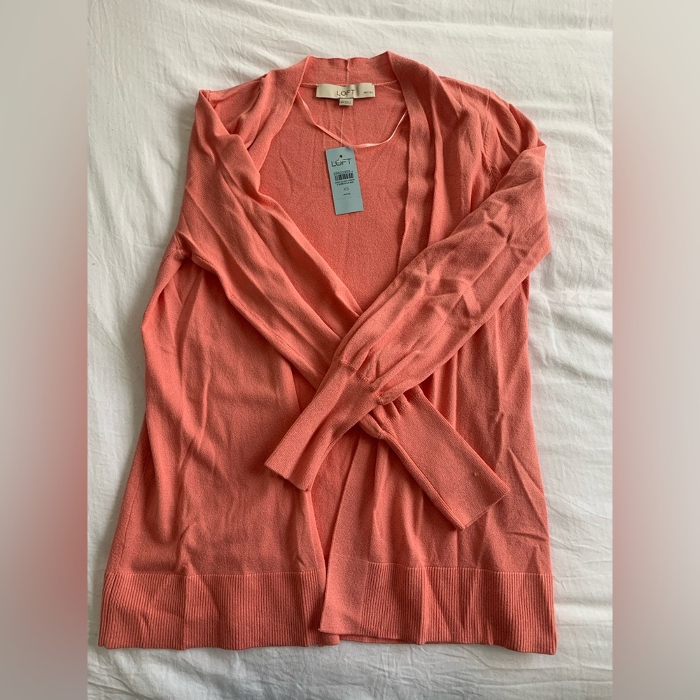 LOFT coral cardigan